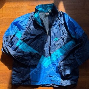 Nike Navy and Aqua Windbreaker Jacket